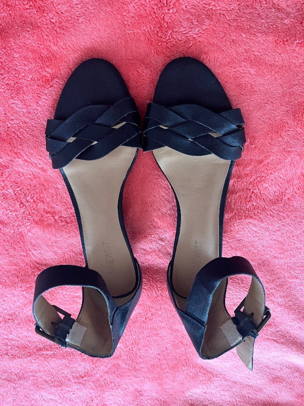Nine West Black Woven Leather Sandals
